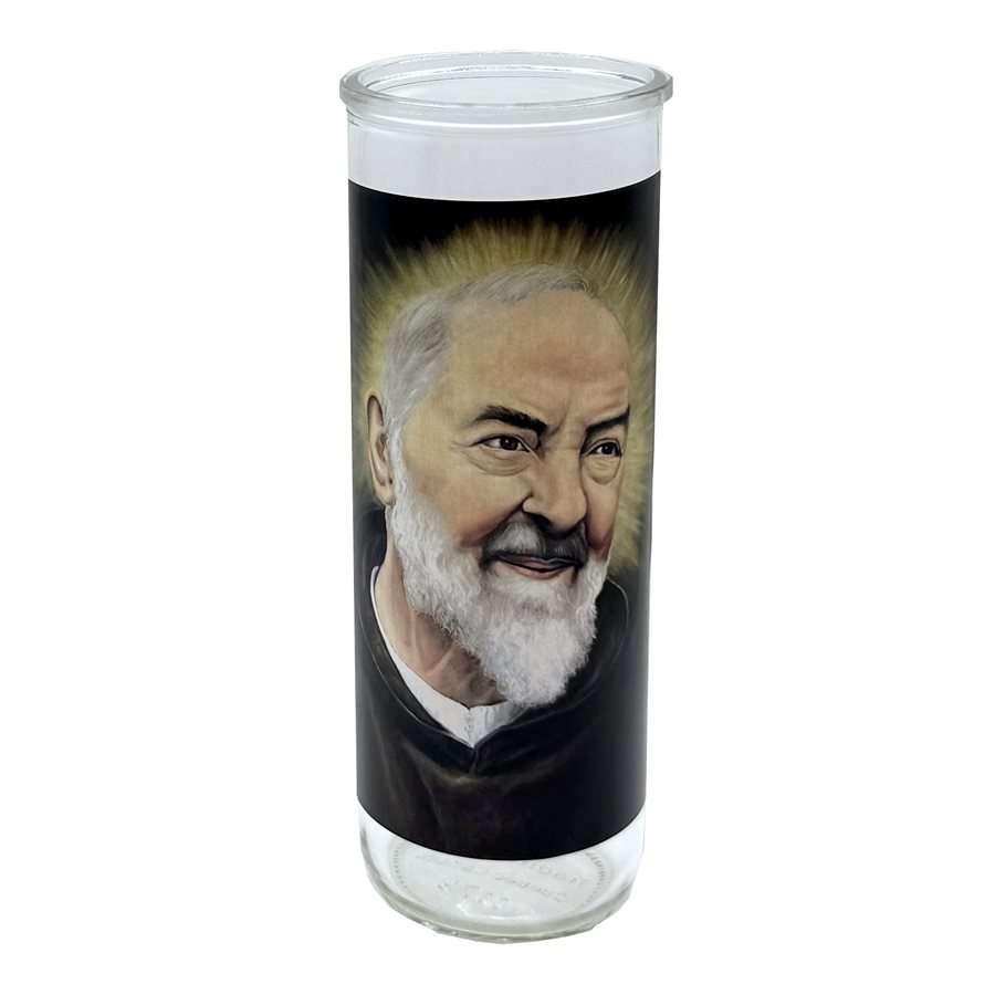 Contenant de verre, Padre Pio 7,6 x 21 cm / un