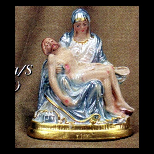 Pieta Pearl Finish Plaster Statue, 3.5" (9 cm)