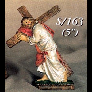 Statue Jésus portant la croix 5" (12.7 cm) en résine