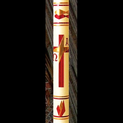 Paschal candle 2" x 30" Virgin Mary Red